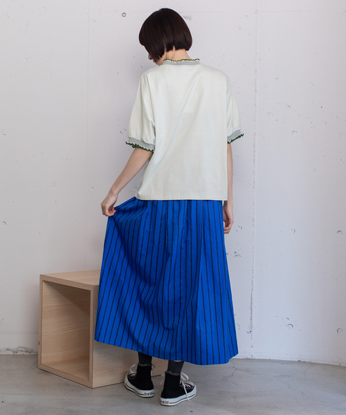 POU DOU DOU（プードゥドゥ）の「ニットフリル使いドルマントップス（Tシャツ/カットソー・レディース・ライトグレー/オフホワイト/ブラック・M）」の10枚目の写真