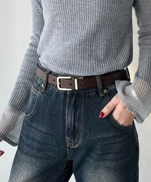 classicalelf（クラシカルエルフ）の「【classicalelf】リバーシブルで楽しむスタイル。リバーシブル２WAYレザーベルト（ベルト・レディース・シルバー/ゴールド・ONE SIZE）」の4枚目の写真