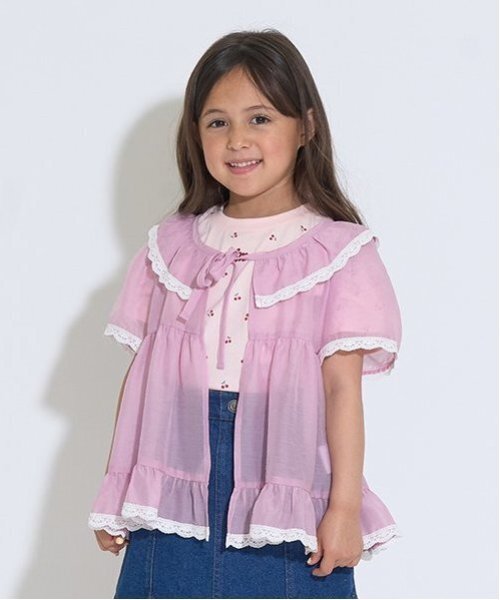 Lycee mine(リセマイン)の「シアーギャザートップス【子供服】【キッズ】【女の子】(シャツ/ブラウス・キッズ・ピンク/クリーム/ミント/ラベンダー・110cm/120cm/100cm/150cm/140cm/130cm)」の1枚目の写真