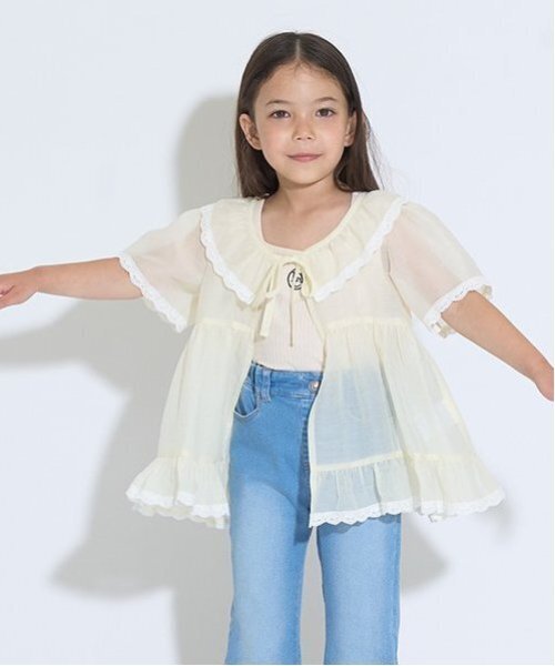 Lycee mine(リセマイン)の「シアーギャザートップス【子供服】【キッズ】【女の子】(シャツ/ブラウス・キッズ・ピンク/クリーム/ミント/ラベンダー・110cm/120cm/100cm/150cm/140cm/130cm)」の2枚目の写真