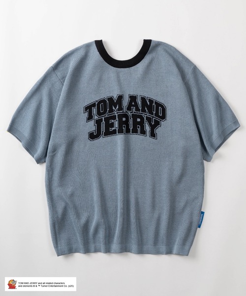Tom&Jerry(トムアンドジェリー)の「【72】【TOM&JERRY/トムとジェリー】カレッジロゴ & キャラクターデザイン リンガー半袖ニット /バックデザイン/ショート丈(ニット/セーター・レディース・ブルー/グレー/レッド/ミント・M/L/XL)」の8枚目の写真