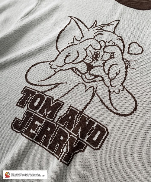 Tom&Jerry(トムアンドジェリー)の「【72】【TOM&JERRY/トムとジェリー】カレッジロゴ & キャラクターデザイン リンガー半袖ニット /バックデザイン/ショート丈(ニット/セーター・レディース・ブルー/グレー/レッド/ミント・M/L/XL)」の14枚目の写真