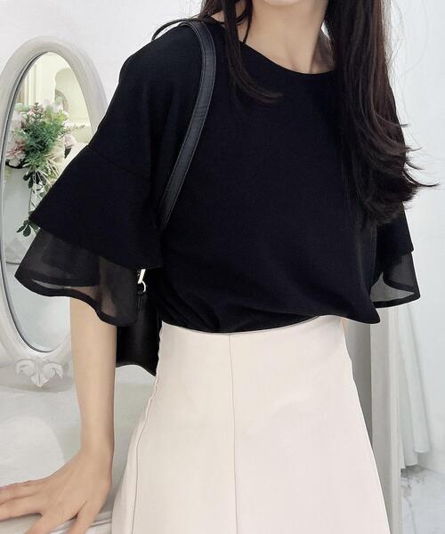 INGNI（イング）の「袖シアーフレアトップス（その他トップス・レディース・オフホワイト/ライトブルー/ブラック・M）」の2枚目の写真