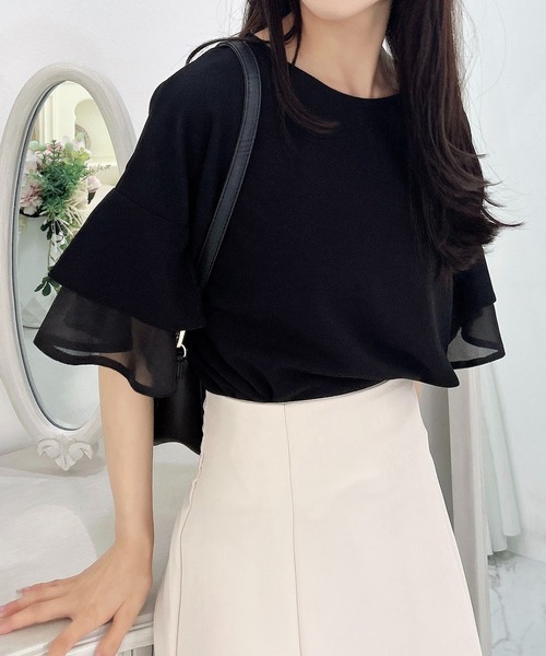 INGNI（イング）の「袖シアーフレアトップス（その他トップス・レディース・オフホワイト/ライトブルー/ブラック・M）」の9枚目の写真