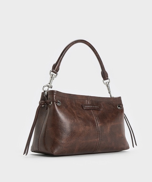 CHARLES & KEITH（チャールズ & キース）の「Noane ノアン クリンクルエフェクトドロウストリングトップハンドルバッグ（ハンドバッグ・レディース・ブラウン系その他7/オートミール/スミクロ・S）」の13枚目の写真