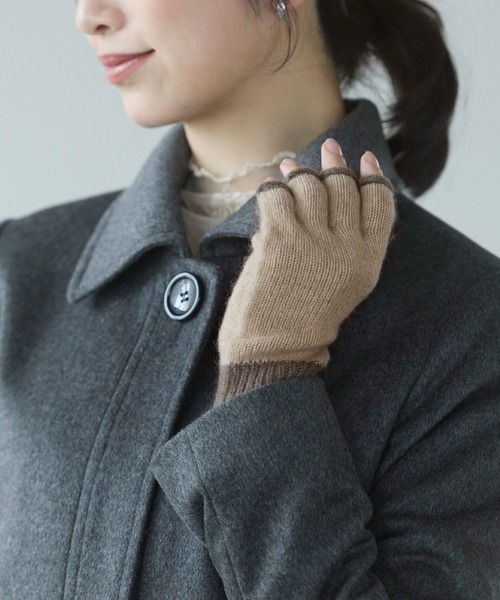 sankyo shokai（サンキョウショウカイ）の「ハンドウォーマー カシミヤ100% 指なし 手袋（手袋・レディース・ベージュ/オフホワイト・FREE）」の7枚目の写真