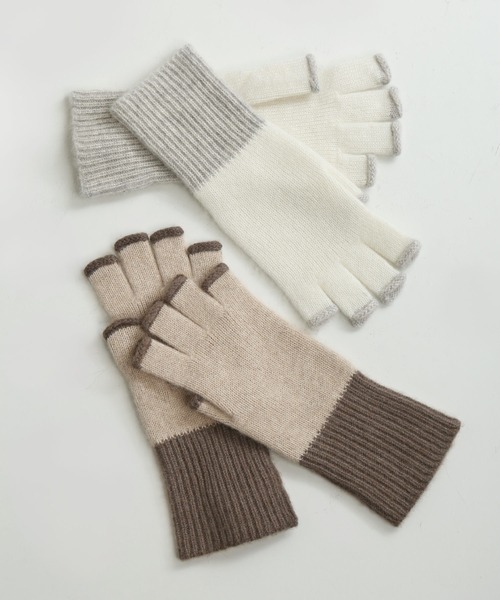 sankyo shokai（サンキョウショウカイ）の「ハンドウォーマー カシミヤ100% 指なし 手袋（手袋・レディース・ベージュ/オフホワイト・FREE）」の10枚目の写真