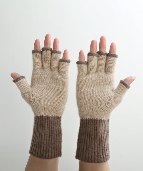sankyo shokai（サンキョウショウカイ）の「ハンドウォーマー カシミヤ100% 指なし 手袋（手袋・レディース・ベージュ/オフホワイト・FREE）」の11枚目の写真