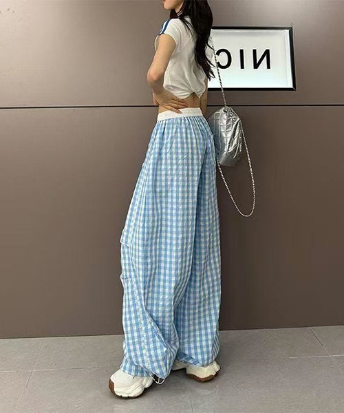 gossip!ロサンゼルス(ゴシップロサンゼルス)の「Y2Kカーブデザイン ギンガムチェックパンツ(その他パンツ・レディース・ブルー/レッド/ブラック・M/S)」の9枚目の写真
