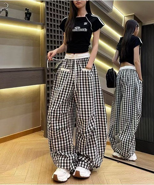 gossip!ロサンゼルス(ゴシップロサンゼルス)の「Y2Kカーブデザイン ギンガムチェックパンツ(その他パンツ・レディース・ブルー/レッド/ブラック・M/S)」の14枚目の写真
