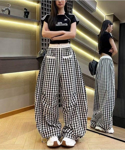 gossip!ロサンゼルス(ゴシップロサンゼルス)の「Y2Kカーブデザイン ギンガムチェックパンツ(その他パンツ・レディース・ブルー/レッド/ブラック・M/S)」の15枚目の写真