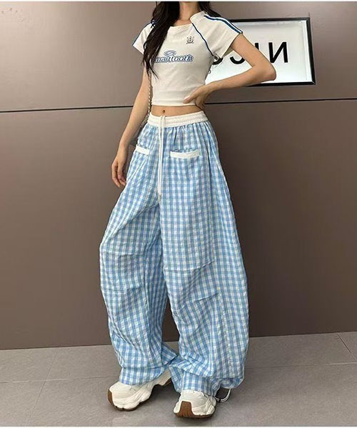 gossip!ロサンゼルス(ゴシップロサンゼルス)の「Y2Kカーブデザイン ギンガムチェックパンツ(その他パンツ・レディース・ブルー/レッド/ブラック・M/S)」の5枚目の写真