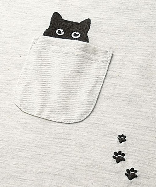 BELLUNA PLUS(ベルーナ)の「ネコ刺しゅうビッグプルオーバー(Tシャツ/カットソー・レディース・チャコール/オフホワイト/ホワイト系/オートミール・X-LARGE/LARGE/MEDIUM)」の5枚目の写真