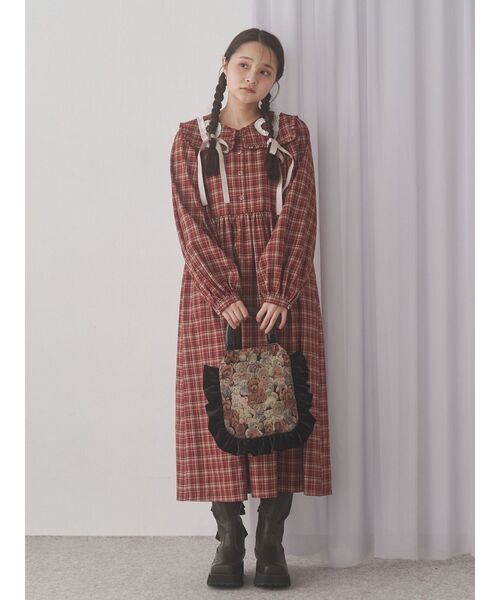 merry jenny（メリージェニー）の「くるくるフリルカラーワンピース（ワンピース・レディース・ネイビー/ブラウン/レッド・FREE）」の10枚目の写真