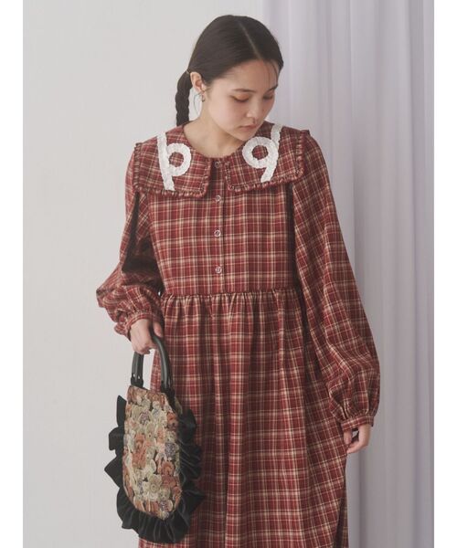 merry jenny（メリージェニー）の「くるくるフリルカラーワンピース（ワンピース・レディース・ネイビー/ブラウン/レッド・FREE）」の11枚目の写真