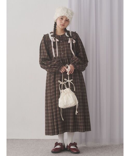 merry jenny（メリージェニー）の「くるくるフリルカラーワンピース（ワンピース・レディース・ネイビー/ブラウン/レッド・FREE）」の16枚目の写真