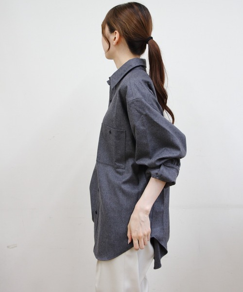 THE SHINZONE（ザ　シンゾーン）の「THE SHINZONE/シンゾーン　ウールダディシャツ　WOOL DADDY SHIRT（シャツ/ブラウス・レディース・チャコールグレー/ネイビー・FREE）」の8枚目の写真