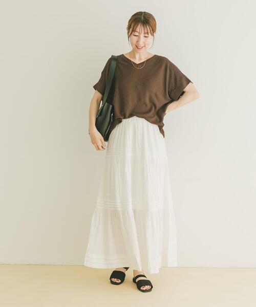 ITEMS URBANRESEARCH(アイテムズ アーバンリサーチ)の「Vネックフレンチニット(ニット/セーター・レディース・ブラック/グレー系その他/ブラウン/レッド系その他・FREE)」の5枚目の写真