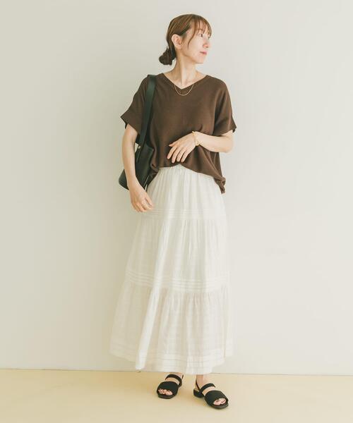 ITEMS URBANRESEARCH(アイテムズ アーバンリサーチ)の「Vネックフレンチニット(ニット/セーター・レディース・ブラック/グレー系その他/ブラウン/レッド系その他・FREE)」の6枚目の写真