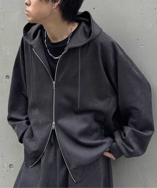 セール】シンセティックスエードダブルジップパーカー（パーカー