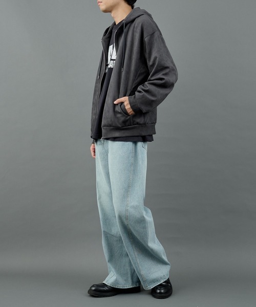 COLONY 2139(コロニートゥーワンスリーナイン)の「シンセティックスエードダブルジップパーカー(パーカー・メンズ・チャコールグレー/ブラック・MEDIUM/LARGE)」の20枚目の写真