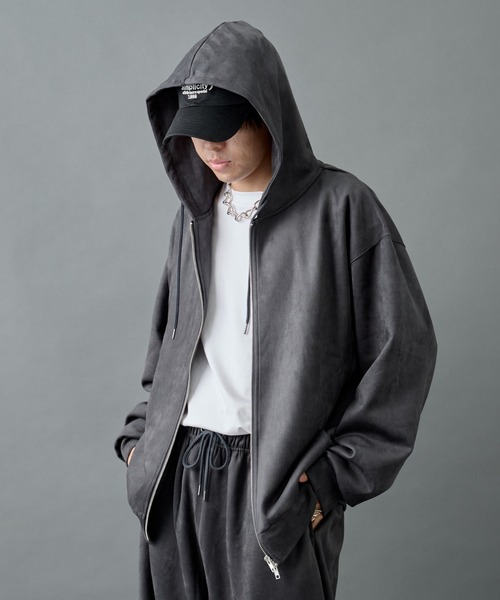 COLONY 2139(コロニートゥーワンスリーナイン)の「シンセティックスエードダブルジップパーカー(パーカー・メンズ・チャコールグレー/ブラック・MEDIUM/LARGE)」の3枚目の写真