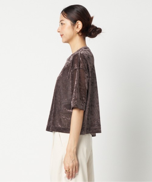 HELIOPOLE(エリオポール)の「SHEER VELOUR TEE(Tシャツ/カットソー・レディース・ダークブラウン/アイボリー/ブルー・38)」の11枚目の写真