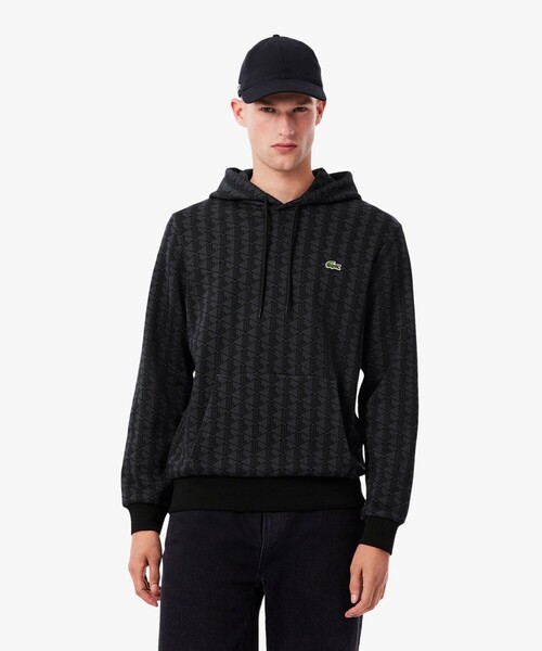LACOSTE（ラコステ）の「オールオーバーモノグラムスウェットフーディー（パーカー・メンズ・ブラック/グリーン・2/3/4/5）」の3枚目の写真
