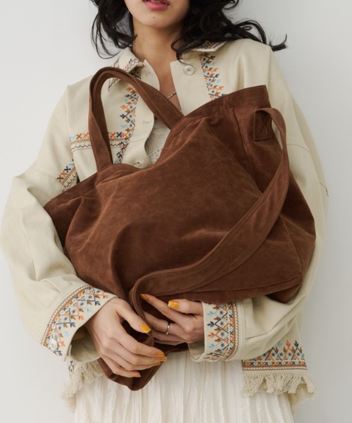 Unitage（ユニテージ）の「フェイクスウェードBIGトート（トートバッグ・レディース・ダークブラウン/ブラウン・FREE）」の12枚目の写真