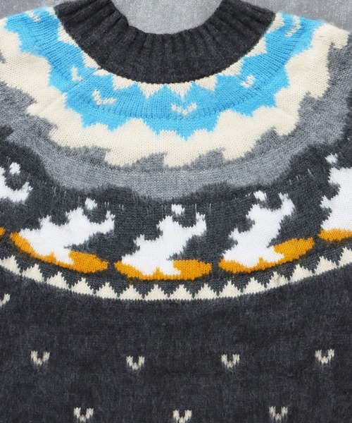 The Endless Summer（エンドレスサマー）の「TES FB JQ KNIT / クルーネックニット（ニット/セーター・メンズ・チャコール/ネイビー・MEDIUM/LARGE）」の5枚目の写真