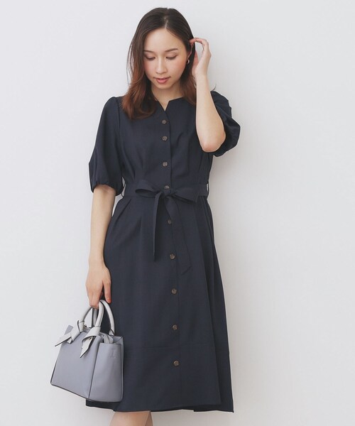 あや乃 Muel Chic パフスリーブワンピース 未使用品 セール】タックパフスリーブワンピース【洗濯機洗い可/イージー