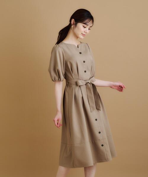 index（インデックス）の「タックパフスリーブワンピース【洗濯機洗い可/イージーアイロン】（ワンピース・レディース・ブラウン系その他/キャメル/ネイビー・42/40/38/36）」の4枚目の写真