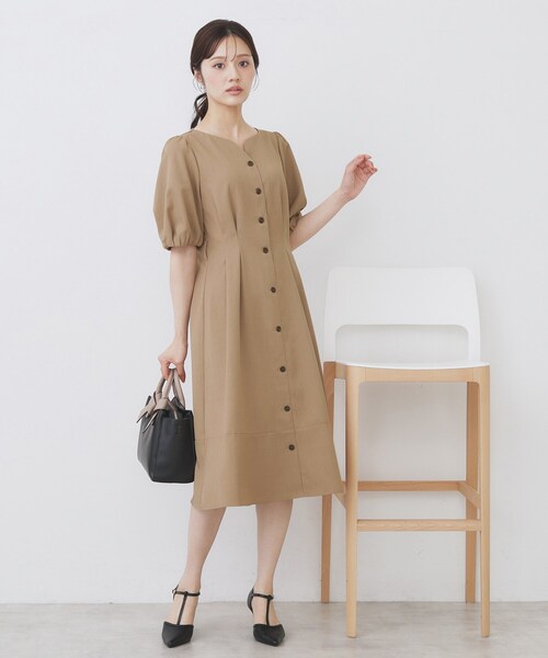 index（インデックス）の「タックパフスリーブワンピース【洗濯機洗い可/イージーアイロン】（ワンピース・レディース・ブラウン系その他/キャメル/ネイビー・42/40/38/36）」の10枚目の写真