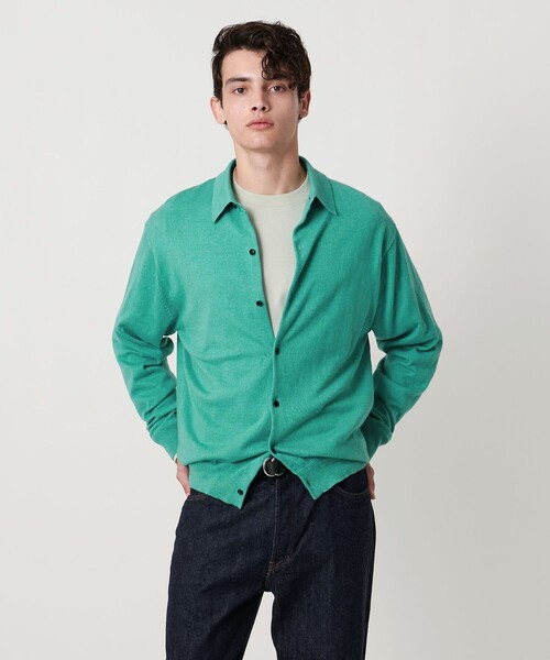 UNITED ARROWS（ユナイテッドアローズ）の「ピマコットン アルパカ ポロカラー カーディガン（カーディガン/ボレロ・メンズ・ライトグレー/ターコイズブルー系・XL/L/M/S）」の2枚目の写真