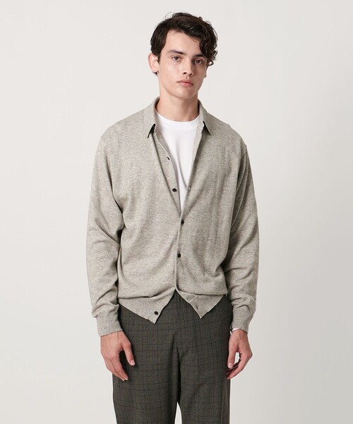 UNITED ARROWS（ユナイテッドアローズ）の「ピマコットン アルパカ ポロカラー カーディガン（カーディガン/ボレロ・メンズ・ライトグレー/ターコイズブルー系・XL/L/M/S）」の3枚目の写真