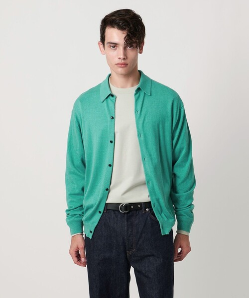 UNITED ARROWS（ユナイテッドアローズ）の「ピマコットン アルパカ ポロカラー カーディガン（カーディガン/ボレロ・メンズ・ライトグレー/ターコイズブルー系・XL/L/M/S）」の5枚目の写真