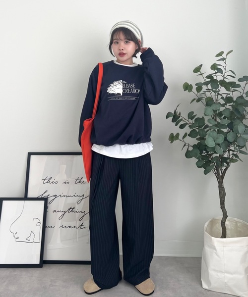 ZOZOMARKET(ゾゾマーケット)の「ZOZOMARKET by tomoka - リボンデザインワイドスラックス(スラックス・レディース・ネイビー×ホワイト/ブラック・マルチサイズ)」の10枚目の写真