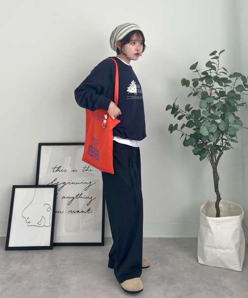 ZOZOMARKET(ゾゾマーケット)の「ZOZOMARKET by tomoka - リボンデザインワイドスラックス(スラックス・レディース・ネイビー×ホワイト/ブラック・マルチサイズ)」の9枚目の写真