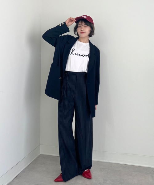 ZOZOMARKET(ゾゾマーケット)の「ZOZOMARKET by tomoka - リボンデザインワイドスラックス(スラックス・レディース・ネイビー×ホワイト/ブラック・マルチサイズ)」の14枚目の写真