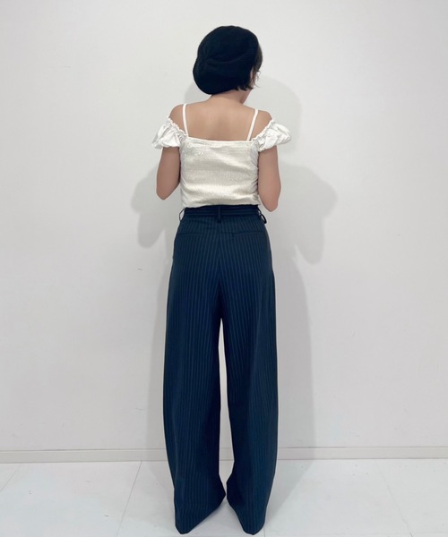 ZOZOMARKET(ゾゾマーケット)の「ZOZOMARKET by tomoka - リボンデザインワイドスラックス(スラックス・レディース・ネイビー×ホワイト/ブラック・マルチサイズ)」の17枚目の写真