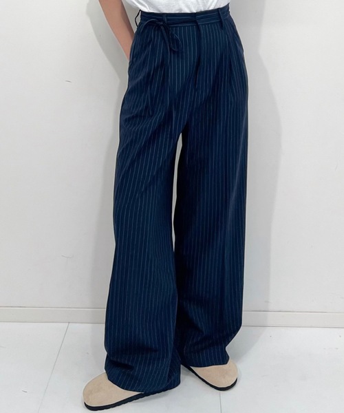 ZOZOMARKET(ゾゾマーケット)の「ZOZOMARKET by tomoka - リボンデザインワイドスラックス(スラックス・レディース・ネイビー×ホワイト/ブラック・マルチサイズ)」の19枚目の写真