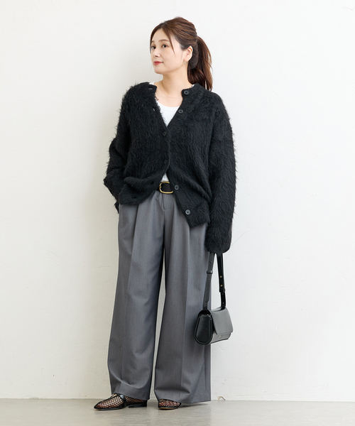 JOURNAL STANDARD（ジャーナルスタンダード）の「《WEB限定追加》シャギーカーディガン（カーディガン/ボレロ・レディース・ピンク/ブラック/チャコールグレー・FREE）」の6枚目の写真