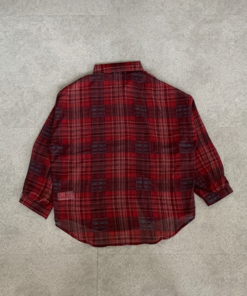 SHEPP(シープ)の「チェック柄 シアー ルーズシャツ【冷房・日焼け対策】(シャツ/ブラウス・レディース・ブルー/ブラック/ベージュ/ホワイト/レッド・F)」の20枚目の写真