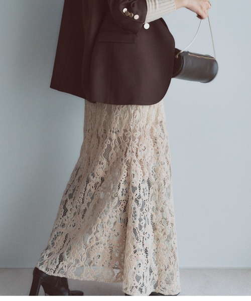 ベロアレースナロースカート（スカート）｜anuans（アニュアンス）の