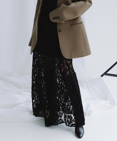 ベロアレースナロースカート（スカート）｜anuans（アニュアンス）の