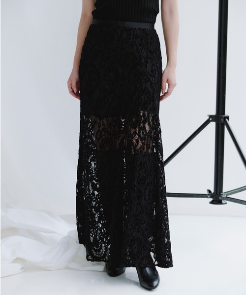 anuans（アニュアンス）の「ベロアレースナロースカート（スカート・レディース・ホワイト/イエロー系その他/ブラック・MEDIUM/SMALL）」の4枚目の写真