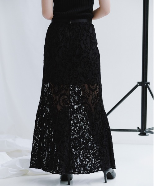 anuans（アニュアンス）の「ベロアレースナロースカート（スカート・レディース・ホワイト/イエロー系その他/ブラック・MEDIUM/SMALL）」の5枚目の写真