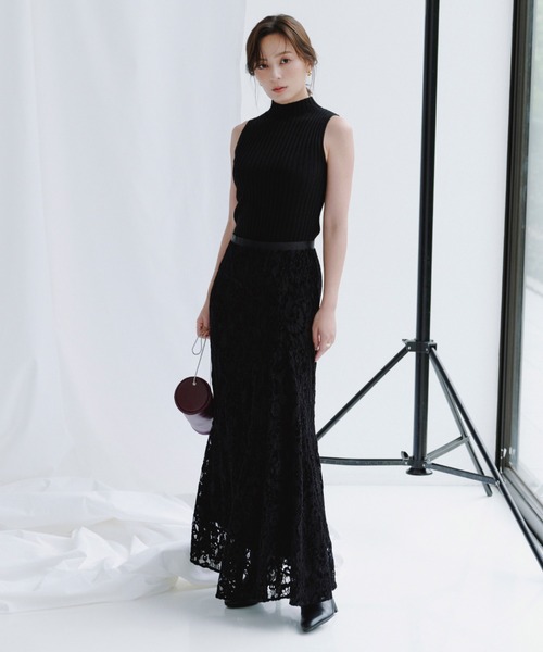 ベロアレースナロースカート（スカート）｜anuans（アニュアンス）の