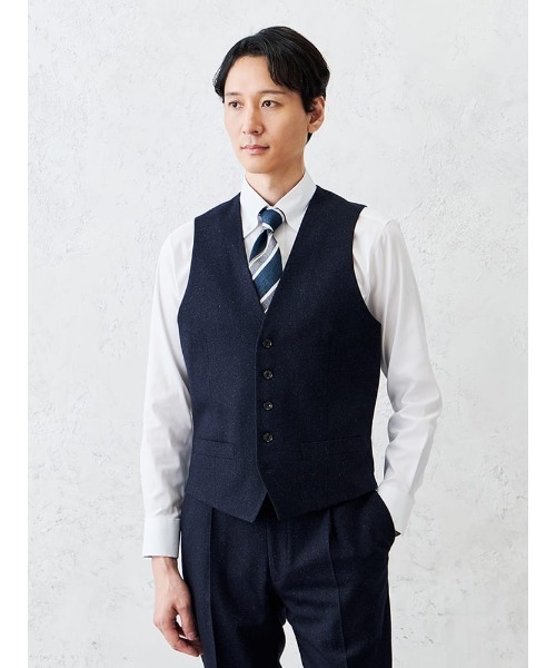 シルクネップ ホームスパンベスト グレー/ブラウン/ネイビー（スーツ