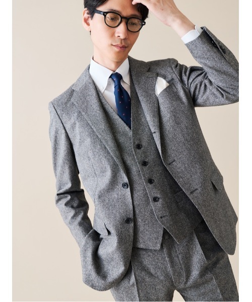 Perfect Suit FActory（パーフェクトスーツファクトリー）の「シルクネップ　ホームスパンベスト　グレー/ブラウン/ネイビー（スーツベスト・メンズ・グレー/ネイビー/ブラウン・M/L/S/LL）」の13枚目の写真